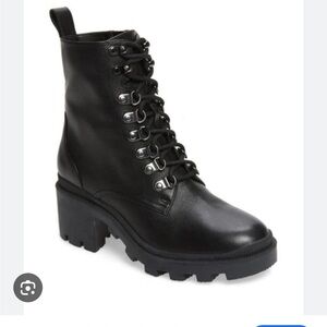 BP Black Chunky Heel Lace-Up Ankle Boots